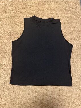 Black Mock Neck Cropped Tank Top